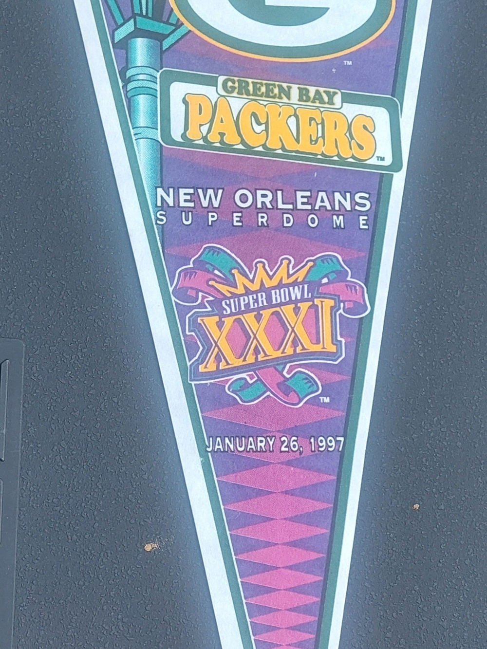 NFL Green Bay Packers Purple and Gold Super Bowl XXXI Pennant